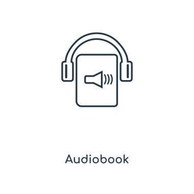 modaya uygun bir tasarım tarzı audiobook simgesi. Beyaz arka plan üzerinde izole audiobook simgesi. audiobook vektör simgesi basit ve modern düz simgesi web sitesi, mobil, logo, app, UI. audiobook simge vektör çizim, Eps10.