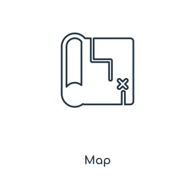 harita simgesi modaya uygun bir tasarım tarzı. harita simgesi beyaz arka plan üzerinde izole. Harita vektör simgesi basit ve modern düz simgesi web sitesi, mobil, logo, app, UI. harita simge vektör çizim, Eps10.