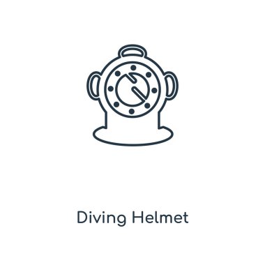 modaya uygun bir tasarım tarzı dalış kask simgesi. Dalış kask simgesi beyaz arka plan üzerinde izole. Dalış kask vektör simgesi basit ve modern düz simgesi web sitesi, mobil, logo, app, UI. Dalış kask simge vektör çizim, Eps10.