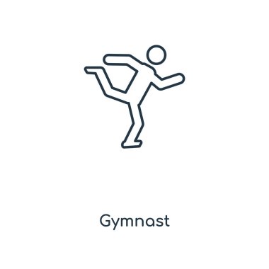 modaya uygun bir tasarım tarzı jimnastikçi simgesi. Beyaz arka plan üzerinde izole jimnastikçi simgesi. jimnastikçi vektör simgesi basit ve modern düz simgesi web sitesi, mobil, logo, app, UI. jimnastikçi simge vektör çizim, Eps10.
