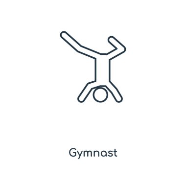 modaya uygun bir tasarım tarzı jimnastikçi simgesi. Beyaz arka plan üzerinde izole jimnastikçi simgesi. jimnastikçi vektör simgesi basit ve modern düz simgesi web sitesi, mobil, logo, app, UI. jimnastikçi simge vektör çizim, Eps10.