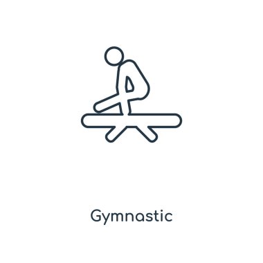 modaya uygun bir tasarım tarzı jimnastik simgesi. Beyaz arka plan üzerinde izole jimnastik simgesi. jimnastik vektör simgesi basit ve modern düz simgesi web sitesi, mobil, logo, app, UI. jimnastik simge vektör çizim, Eps10.