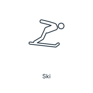 modaya uygun bir tasarım tarzı Kayak simgesi. Beyaz arka plan üzerinde izole Kayak simgesi. Kayak vektör simgesi basit ve modern düz simgesi web sitesi, mobil, logo, app, UI. Kayak simge vektör çizim, Eps10.