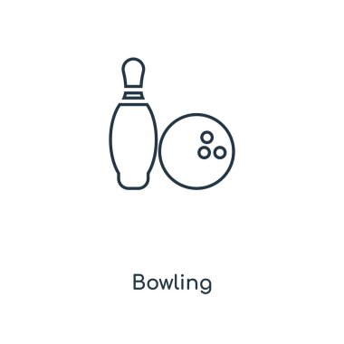 modaya uygun bir tasarım tarzı bowling simgesi. Beyaz arka plan üzerinde izole simgesi Bovling. vektör simgesi basit ve modern düz simgesi web sitesi, mobil, logo, app, Bovling UI. Bowling simge vektör çizim, Eps10.