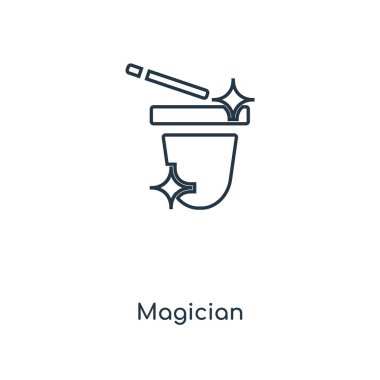 sihirbaz simgesi modaya uygun bir tasarım tarzı. sihirbaz simgesi beyaz arka plan üzerinde izole. Sihirbaz vektör simgesi basit ve modern düz simgesi web sitesi, mobil, logo, app, UI. Sihirbaz simge vektör çizim, Eps10.