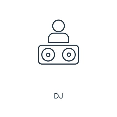 modaya uygun bir tasarım tarzı DJ simgesi. dj simgesi beyaz arka plan üzerinde izole. DJ vektör simgesi basit ve modern düz simgesi web sitesi, mobil, logo, app, UI. DJ simge vektör çizim, Eps10.