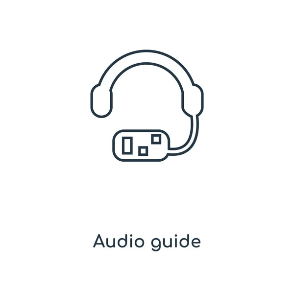 Icono Audio Guía Estilo Diseño Moda Icono Guía Audio Aislado — Vector de stock