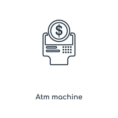ATM makinesi simgesini modaya uygun bir tasarım tarzı. atm makine simgesi beyaz arka plan üzerinde izole. ATM makine vektör simgesi basit ve modern düz simgesi web sitesi, mobil, logo, app, UI. ATM makinesi simge vektör çizim, Eps10.