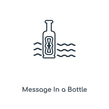 bir şişe simgesi modaya uygun bir tasarım tarzı ileti. Beyaz arka plan üzerinde izole bir şişe simgesi iletisinde. bir şişe vektör simgesi basit ve modern düz sembol için web sitesi, mobil, logo, app, UI mesaj.