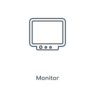 monitör simgesini modaya uygun bir tasarım tarzı. Beyaz arka plan üzerinde izole monitör simgesini. monitör vektör simgesi basit ve modern düz simgesi web sitesi, mobil, logo, app, UI. simge vektör çizim, Eps10 izlemek.