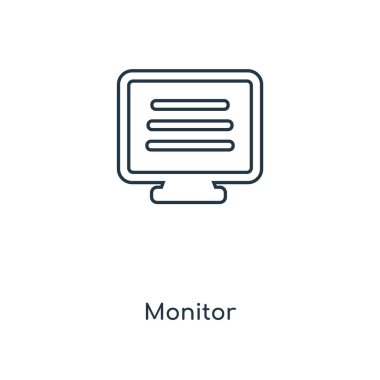 monitör simgesini modaya uygun bir tasarım tarzı. Beyaz arka plan üzerinde izole monitör simgesini. monitör vektör simgesi basit ve modern düz simgesi web sitesi, mobil, logo, app, UI. simge vektör çizim, Eps10 izlemek.