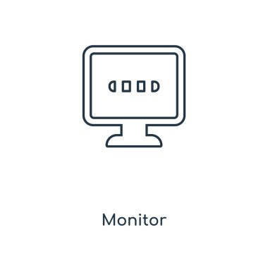monitör simgesini modaya uygun bir tasarım tarzı. Beyaz arka plan üzerinde izole monitör simgesini. monitör vektör simgesi basit ve modern düz simgesi web sitesi, mobil, logo, app, UI. simge vektör çizim, Eps10 izlemek.