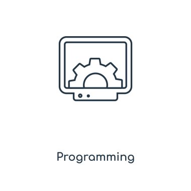modaya uygun bir tasarım tarzı programlama simgesi. Beyaz arka plan üzerinde izole programlama simgesi. vektör simgesi basit ve modern düz simgesi web sitesi, mobil, logo, app, programlama UI. programlama simge vektör çizim, Eps10.