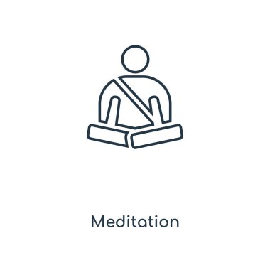 modaya uygun bir tasarım tarzı meditasyon kutsal kişilerin resmi. Beyaz arka plan üzerinde izole meditasyon simgesi. meditasyon vektör simgesi basit ve modern düz simgesi web sitesi, mobil, logo, app, UI. meditasyon simge vektör çizim, Eps10.