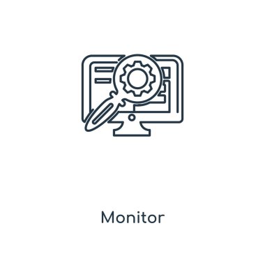 monitör simgesini modaya uygun bir tasarım tarzı. Beyaz arka plan üzerinde izole monitör simgesini. monitör vektör simgesi basit ve modern düz simgesi web sitesi, mobil, logo, app, UI. simge vektör çizim, Eps10 izlemek.