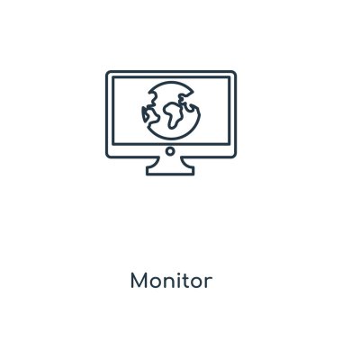 monitör simgesini modaya uygun bir tasarım tarzı. Beyaz arka plan üzerinde izole monitör simgesini. monitör vektör simgesi basit ve modern düz simgesi web sitesi, mobil, logo, app, UI. simge vektör çizim, Eps10 izlemek.