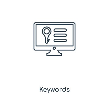 anahtar kelimeler simge modaya uygun bir tasarım tarzı. Beyaz arka plan üzerinde izole anahtar kelimeler simge. anahtar kelimeler simge basit vektör ve modern düz UI uygulaması, web sitesi, mobil, logo, sembol. anahtar kelimeler simge vektör çizim, Eps10.