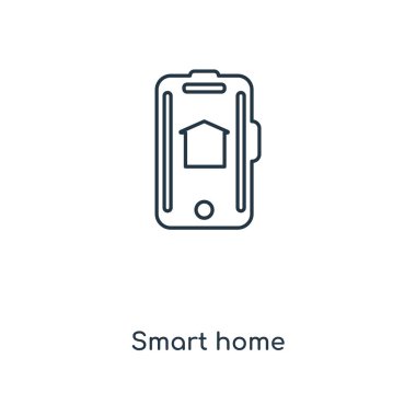 Akıllı ev simgesini modaya uygun bir tasarım tarzı. Akıllı ev simgesini beyaz arka plan üzerinde izole. Akıllı ev vektör simgesi basit ve modern düz simgesi web sitesi, mobil, logo, app, UI. Akıllı ev simgesini vektör çizim, Eps10.