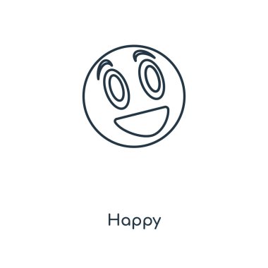 modaya uygun bir tasarım tarzı mutlu simgesi. mutlu izole simge beyaz arka plan üzerinde. mutlu vektör simgesi basit ve modern düz simgesi web sitesi, mobil, logo, app, UI. mutlu simge vektör çizim, Eps10.