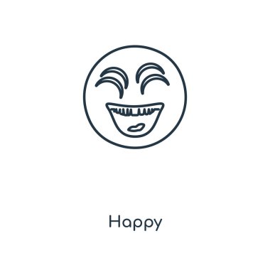 modaya uygun bir tasarım tarzı mutlu simgesi. mutlu izole simge beyaz arka plan üzerinde. mutlu vektör simgesi basit ve modern düz simgesi web sitesi, mobil, logo, app, UI. mutlu simge vektör çizim, Eps10.