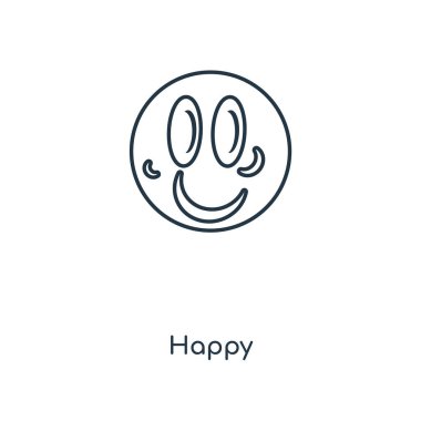 modaya uygun bir tasarım tarzı mutlu simgesi. mutlu izole simge beyaz arka plan üzerinde. mutlu vektör simgesi basit ve modern düz simgesi web sitesi, mobil, logo, app, UI. mutlu simge vektör çizim, Eps10.