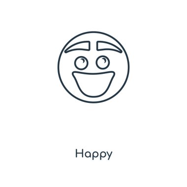 modaya uygun bir tasarım tarzı mutlu simgesi. mutlu izole simge beyaz arka plan üzerinde. mutlu vektör simgesi basit ve modern düz simgesi web sitesi, mobil, logo, app, UI. mutlu simge vektör çizim, Eps10.