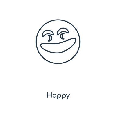 modaya uygun bir tasarım tarzı mutlu simgesi. mutlu izole simge beyaz arka plan üzerinde. mutlu vektör simgesi basit ve modern düz simgesi web sitesi, mobil, logo, app, UI. mutlu simge vektör çizim, Eps10.