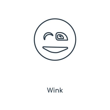 modaya uygun bir tasarım tarzı Wink simgesi. Beyaz arka plan üzerinde izole wink simgesi. Wink vektör simgesi basit ve modern düz simgesi web sitesi, mobil, logo, app, UI. simge vektör çizim, Eps10 wink.