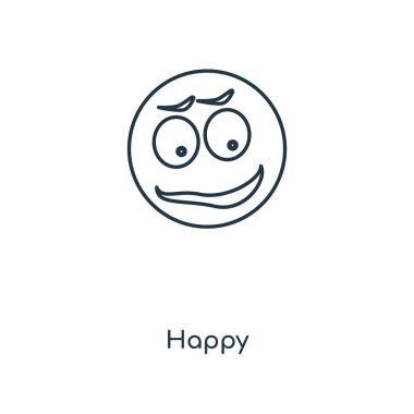 modaya uygun bir tasarım tarzı mutlu simgesi. mutlu izole simge beyaz arka plan üzerinde. mutlu vektör simgesi basit ve modern düz simgesi web sitesi, mobil, logo, app, UI. mutlu simge vektör çizim, Eps10.