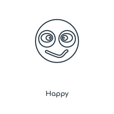 modaya uygun bir tasarım tarzı mutlu simgesi. mutlu izole simge beyaz arka plan üzerinde. mutlu vektör simgesi basit ve modern düz simgesi web sitesi, mobil, logo, app, UI. mutlu simge vektör çizim, Eps10.