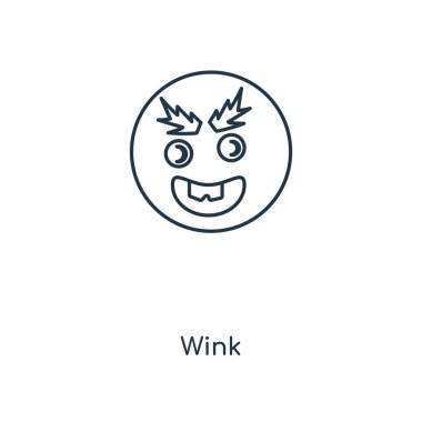 modaya uygun bir tasarım tarzı Wink simgesi. Beyaz arka plan üzerinde izole wink simgesi. Wink vektör simgesi basit ve modern düz simgesi web sitesi, mobil, logo, app, UI. simge vektör çizim, Eps10 wink.