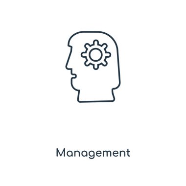 modaya uygun bir tasarım tarzı yönetimi simgesini. Beyaz arka plan üzerinde izole Yönetimi simgesini. Yönetim vektör simgesi basit ve modern düz simgesi web sitesi, mobil, logo, app, UI. Yönetim simge vektör çizim, Eps10.