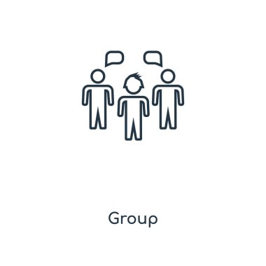 modaya uygun bir tasarım tarzı Grup simgesi. Grup simgesi beyaz arka plan üzerinde izole. Grup vektör simgesi basit ve modern düz simgesi web sitesi, mobil, logo, app, UI. Grup simge vektör çizim, Eps10.