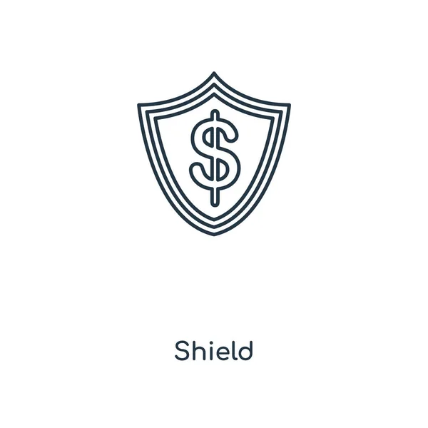 Sköldikonen Trendig Designstil Ikonen Med Säkerhetssköld Isolerad Vit Bakgrund Sköld — Stock vektor
