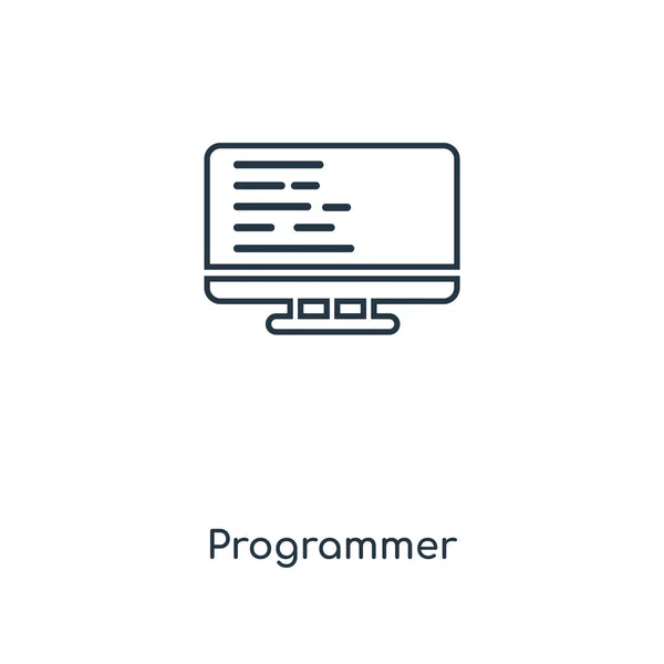 프로그래머는 디자인 스타일 아이콘 프로그래머 아이콘 배경에 고립입니다 프로그래머 아이콘 — 스톡 벡터