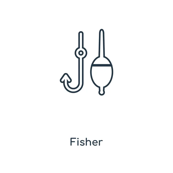Ikona Fisher Modny Styl Fisher Ikona Białym Tle Fisher Ikona — Wektor stockowy