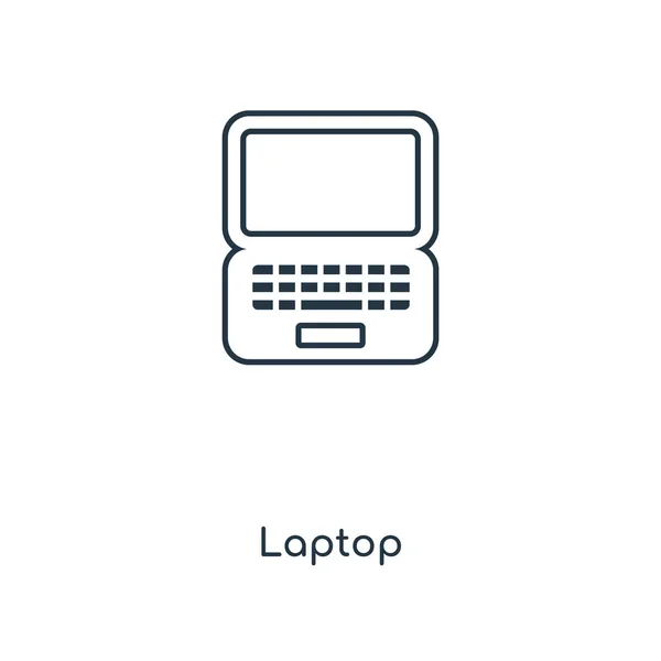 トレンディなデザイン スタイルでノート パソコンのアイコン ノート パソコンのアイコンが白い背景で隔離 ノート パソコンの Web サイト アプリ — ストックベクタ