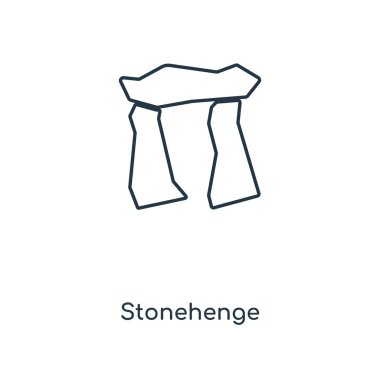 modaya uygun bir tasarım tarzı Stonehenge simgesi. Beyaz arka plan üzerinde izole stonehenge simgesi. Stonehenge vektör simgesi basit ve modern düz simgesi web sitesi, mobil, logo, app, UI. Stonehenge simge vektör çizim, Eps10.