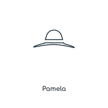 modaya uygun bir tasarım tarzı Pamela simgesi. Beyaz arka plan üzerinde izole pamela simgesi. Pamela vektör simgesi basit ve modern düz simgesi web sitesi, mobil, logo, app, UI. Pamela simge vektör çizim, Eps10.