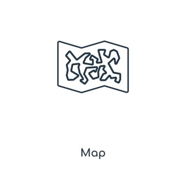 harita simgesi modaya uygun bir tasarım tarzı. harita simgesi beyaz arka plan üzerinde izole. Harita vektör simgesi basit ve modern düz simgesi web sitesi, mobil, logo, app, UI. harita simge vektör çizim, Eps10.