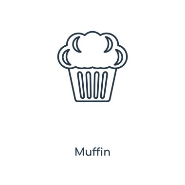 modaya uygun bir tasarım tarzı Muffin simgesi. Beyaz arka plan üzerinde izole kek simgesi. Muffin vektör simgesi basit ve modern düz simgesi web sitesi, mobil, logo, app, UI. Muffin simge vektör çizim, Eps10.