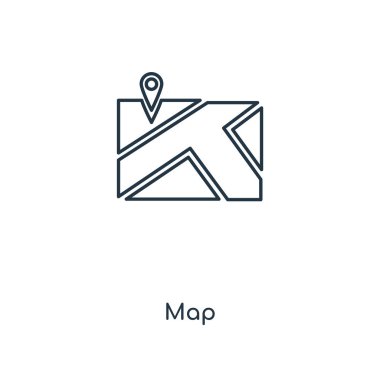 harita simgesi modaya uygun bir tasarım tarzı. harita simgesi beyaz arka plan üzerinde izole. Harita vektör simgesi basit ve modern düz simgesi web sitesi, mobil, logo, app, UI. harita simge vektör çizim, Eps10.