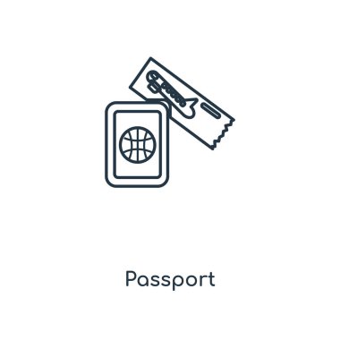 Passport simgesini modaya uygun bir tasarım tarzı. Beyaz arka plan üzerinde izole passport simgesini. pasaport vektör simgesi basit ve modern düz simgesi web sitesi, mobil, logo, app, UI. pasaport simge vektör çizim, Eps10.