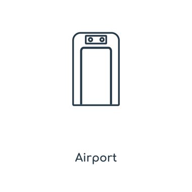 Airport simgesini modaya uygun bir tasarım tarzı. Beyaz arka plan üzerinde izole airport simgesini. Havaalanı vektör simgesi basit ve modern düz simgesi web sitesi, mobil, logo, app, UI. Havaalanı simge vektör çizim, Eps10.