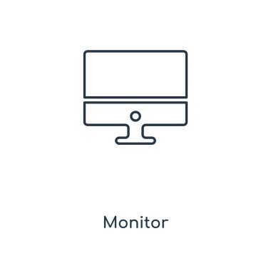 monitör simgesini modaya uygun bir tasarım tarzı. Beyaz arka plan üzerinde izole monitör simgesini. monitör vektör simgesi basit ve modern düz simgesi web sitesi, mobil, logo, app, UI. simge vektör çizim, Eps10 izlemek.