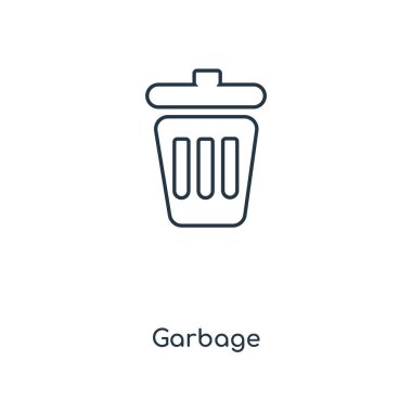 modaya uygun bir tasarım stili simgesini çöp. Beyaz arka plan üzerinde izole çöp simgesi. Çöp vektör simgesi basit ve modern düz simgesi web sitesi, mobil, logo, app, UI. Çöp simge vektör çizim, Eps10.