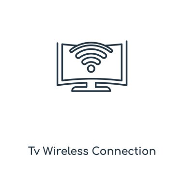 TV kablosuz bağlantı kavramı satırı simgesi. Doğrusal Tv kablosuz bağlantı kavramı anahat simgesi tasarım. Bu basit öğe resimde web ve mobil UI/Ux için kullanılabilir.