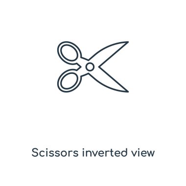 Makas görünümü kavramı satırı simgesi ters. Doğrusal makas görünümü anahat simgesi tasarım kavramı ters. Bu basit öğe resimde web ve mobil UI/Ux için kullanılabilir.