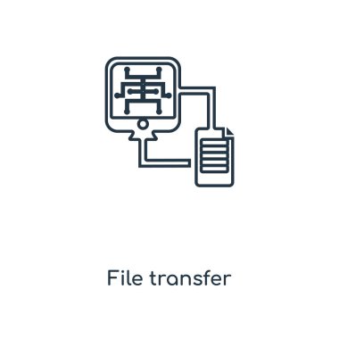 Dosya Aktarım simgesini modaya uygun bir tasarım tarzı. Dosya Aktarım simgesi beyaz arka plan üzerinde izole. dosya aktarımı vektör simgesi basit ve modern düz simgesi web sitesi, mobil, logo, app, UI. dosya aktarımı simge vektör çizim, Eps10.