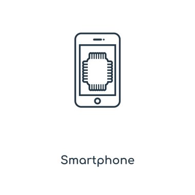 modaya uygun bir tasarım tarzı Smartphone simgesi. Beyaz arka plan üzerinde izole smartphone simgesi. akıllı telefon vektör simgesi basit ve modern düz simgesi web sitesi, mobil, logo, app, UI. Smartphone simge vektör çizim, Eps10.